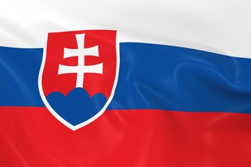 Waving Flag of Slovakia - 3D Render of the Slovakian Flag with Silky Texture