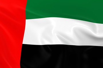 Waving Flag of the United Arab Emirates - 3D Render of the UAE Flag with Silky Texture