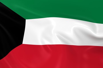 Waving Flag of Kuwait - 3D Render of the Kuwaiti Flag with Silky Texture