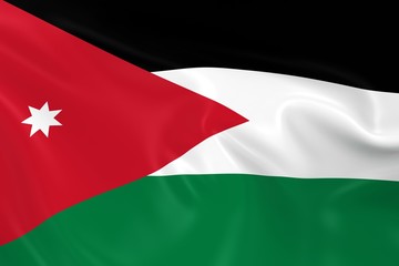 Obraz premium Waving Flag of Jordan - 3D Render of the Jordanian Flag with Silky Texture
