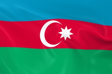 Waving Flag of Azerbaijan - 3D Render of the Azerbaijani Flag with Silky Texture