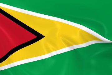 Waving Flag of Guyana - 3D Render of the Guyanese Flag with Silky Texture