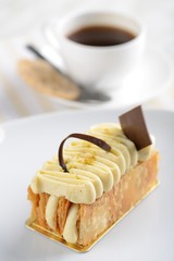 High tea with a Napoleon cake and coffee