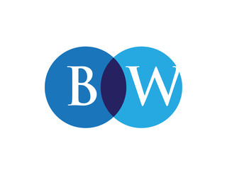 BW Letter Initial Double Circle Logo