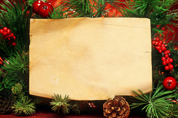 Christmas tree banches with blank note