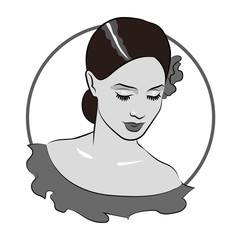 Beautiful girl face 1. Flamenco dancer 2. Black and white vector