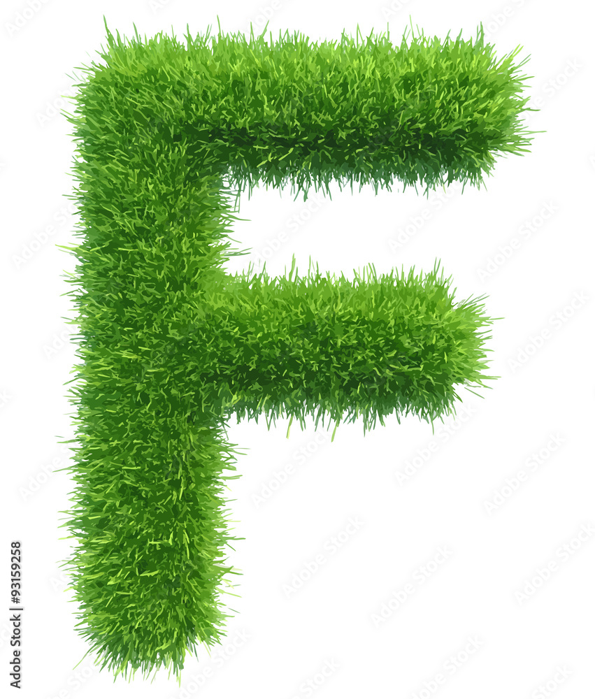 Wall mural vector capital letter f from grass on white background