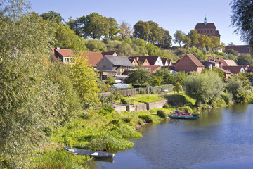 Fototapeta na wymiar Cityscape of Havelberg with Havel River.