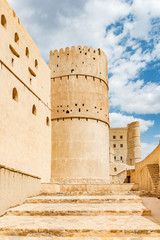 Bahla Fort in Dakhiliya, Oman. It was built in the 13th and 14th centuries. It has led to its designation as a UNESCO World Heritage Site in 1987.