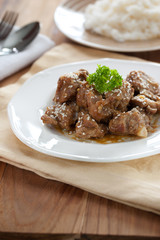 fried pork rib with seasame in thai food