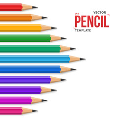 Fototapeta premium Photorealistic Vector Colorful Graphite Office Pencil Isolated o