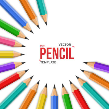 Photorealistic Vector Colorful Graphite Office Pencil Circle Iso