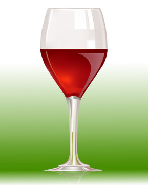 red wine glass on white background