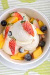 Pavlova dessert with mango berry strawberry