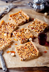 Nuts,maple syrup and honey caramel tart