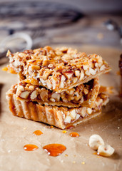 Nuts,maple syrup and honey caramel tart