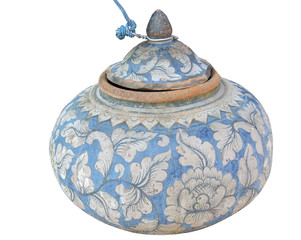 Thailand Clay Jar for Stored water Isolated On White