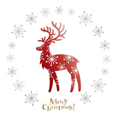 Reindeer　and snowflake frame