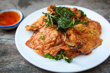 Fried fish cakes (Tod Man Pla), Thai food.