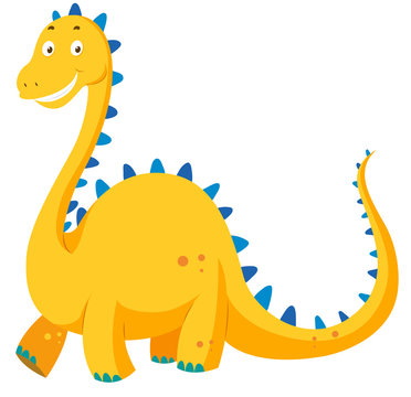 Cute yellow dinosaur with long neck