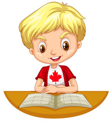 Little boy reading a book