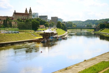 Vilnius archangel church on the board river Neris