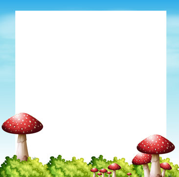 Border design with mushrooms and bush