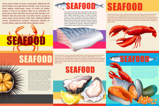 Infographic with text and seafood