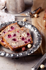 Cranberry and hazelnut wholegrain bead, loaf.