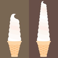 Vector ice cream soft serve in waffle cone, flat design