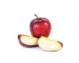 Fresh red apple on a white background