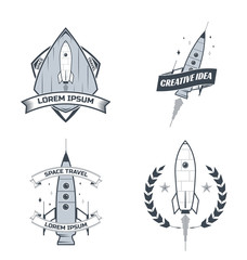 Set of vector rocket labels.