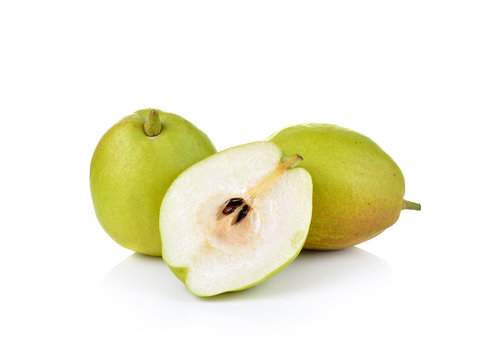 Chinese fragrant pears  on white background