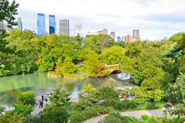 View of Central Park in New York City in autumn