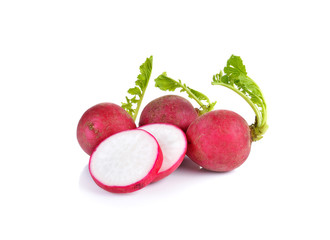 Fresh red radish  on white background