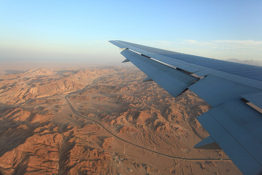 View From The Airplane Desert Mountains