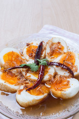Egg with Tamarind Sauce,Thai food.