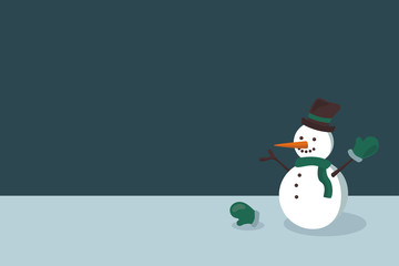 Schneemann mit Handschuhen und Freiraum