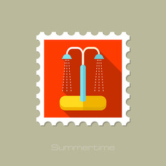 Summer beach pool shower flat stamp