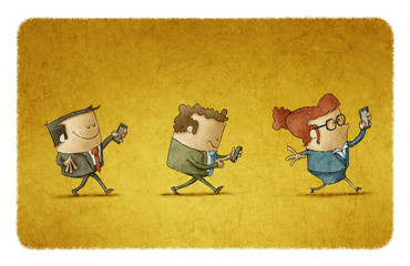 businessteam with their cellphones