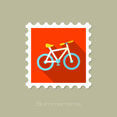 Fototapeta na wymiar Bicycle flat stamp with long shadow