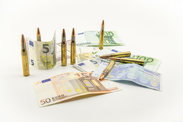 composition with bullets and euros