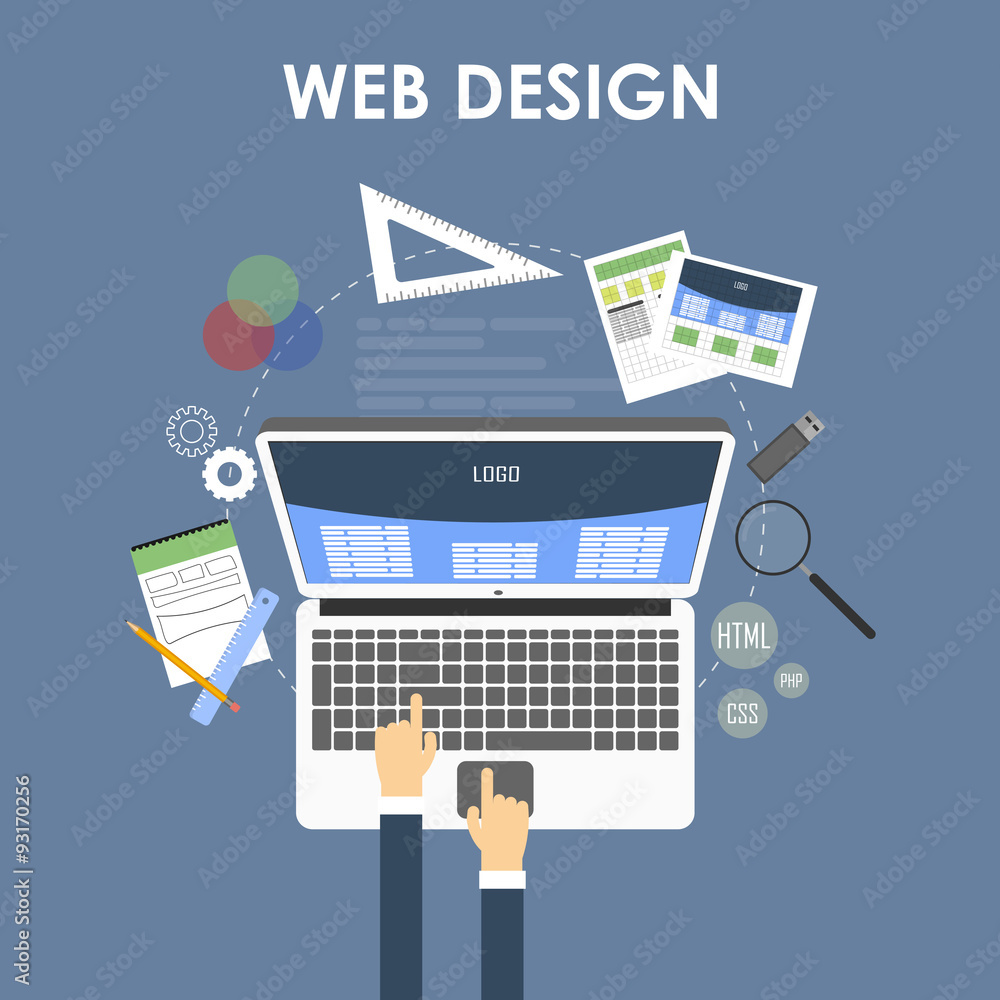 Poster responsive web design concept. vector