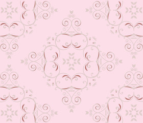 Vintage Classic royal ornament in pale pink. Vector