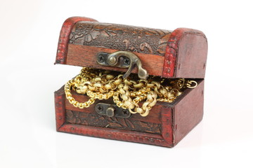 Treasure chest on a white background.