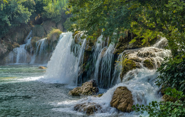 Krka river waterfalls in the Krka National Park, Roski Slap, Croatia