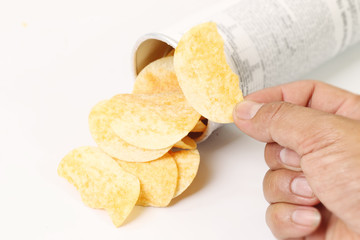 Potatoes plate on the white background