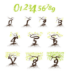 eco number concept with trees form