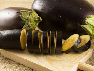 Eggplant on cutting board