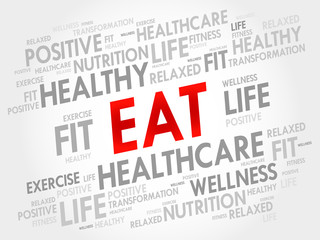 EAT word cloud, fitness, sport, health concept